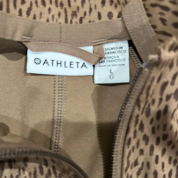 Athleta Salutation Full Zip Brown Pattern Jacket - Picture 3 of 4